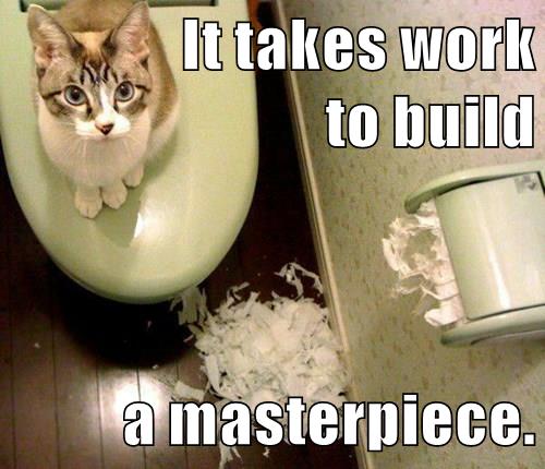 cat shreds toilet paper