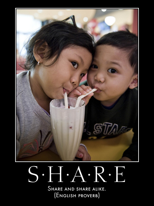 children share milkshake