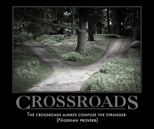 crossroads in woods