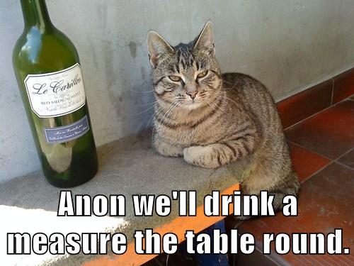 cat with wine bottle